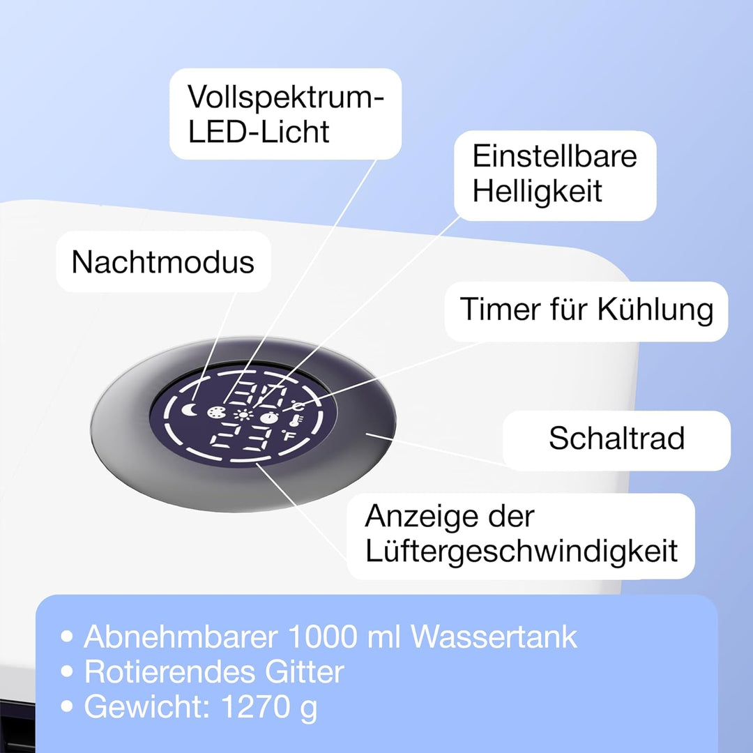 Evapolar evaLIGHT Plus Luftkühler &amp; Luftbefeuchter - Tragbarer Kühl-Ventilator mit Vollspektrum-LED-