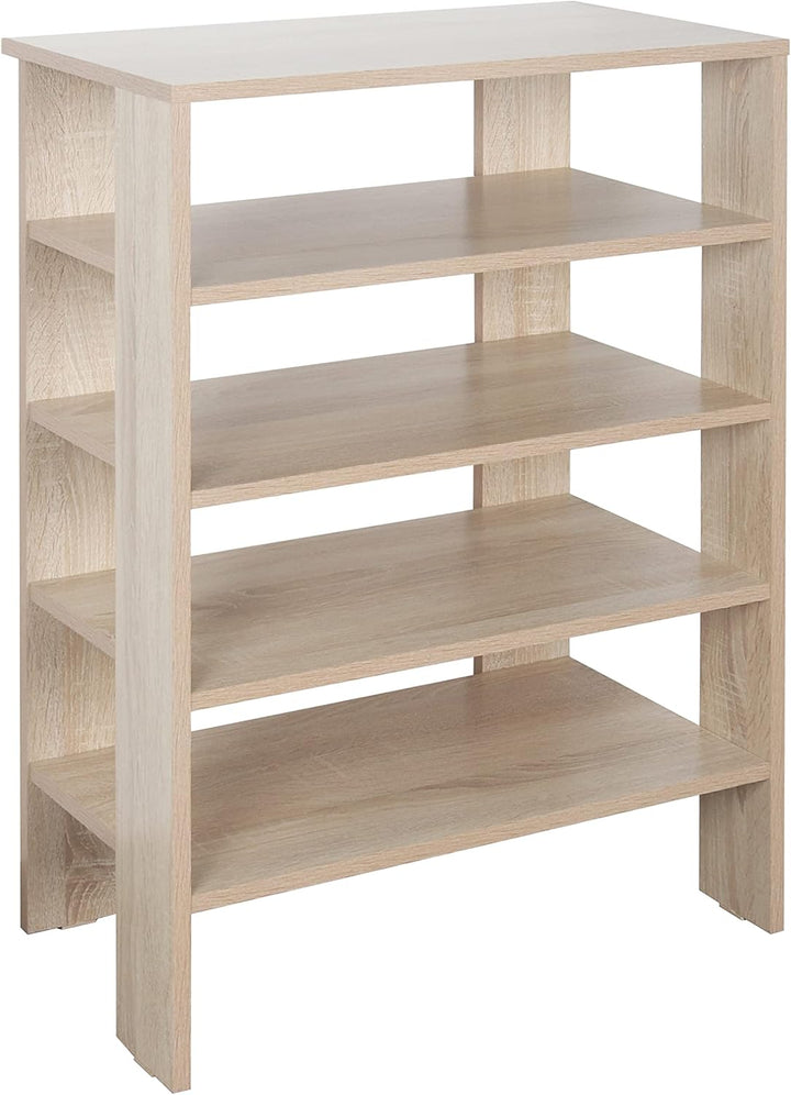 RICOO Schuhregal schmal und hoch 88x55x32cm Standregal Pressholz Eiche Sonoma Braun WM040-ES, Schuhs