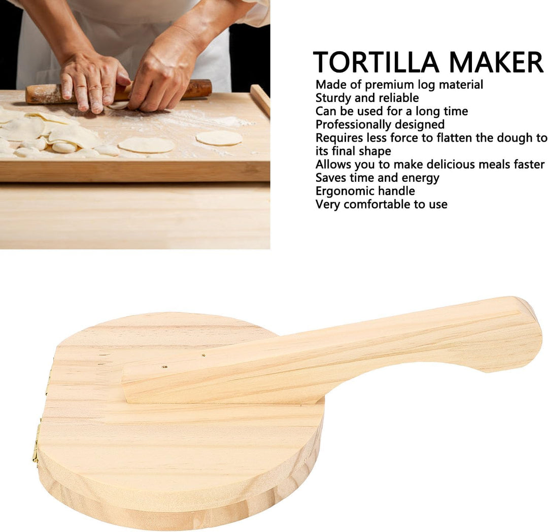 Tortilla-Presse aus Holz, Tortillapresse, ergonomischer Griff, manueller Tortilla-Presser, Tortilla