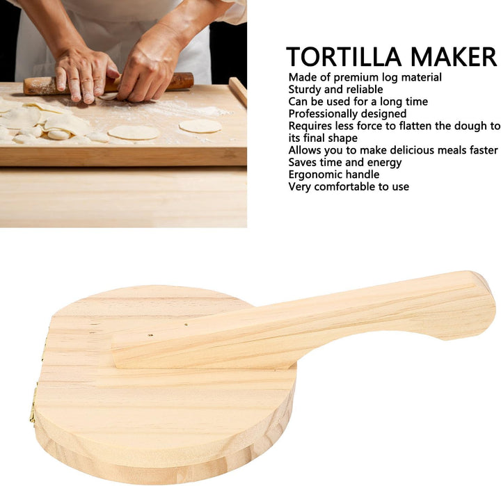 Tortilla-Presse aus Holz, Tortillapresse, ergonomischer Griff, manueller Tortilla-Presser, Tortilla