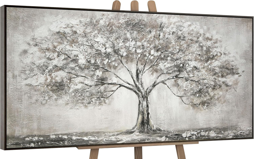 YS-Art Acryl Gemälde auf Leinwand handgemalt Lebensbaum Abstrakte Kunst Bilder Wohnzimmer Wandbilder