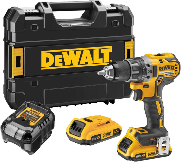 DEWALT Akku-Bohrschrauber / Akkuschrauber (18V, 2.0 Ah, bürstenlos, mit Zwei-Gang-Vollmetallgetriebe