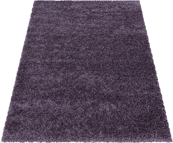 Homebyhome Shaggy Teppich Wohnzimmer Flauschiger Teppich Läufer Flur 80x250 cm Violett Einfarbig - H
