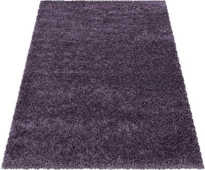 HomebyHome Teppich Wohnzimmer Shaggy Hochflor Violett Schmutzabweisend 80 cm Rund Einfarbig Design -