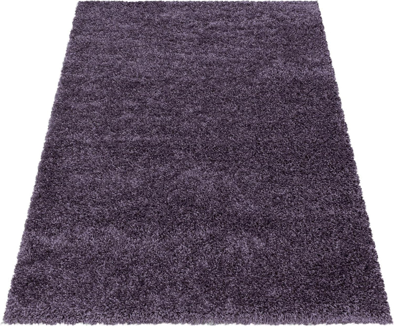 HomebyHome Shaggy Teppich Wohnzimmer Flauschiger Teppich Violett 100x200 cm Läufer Flur Einfarbig -