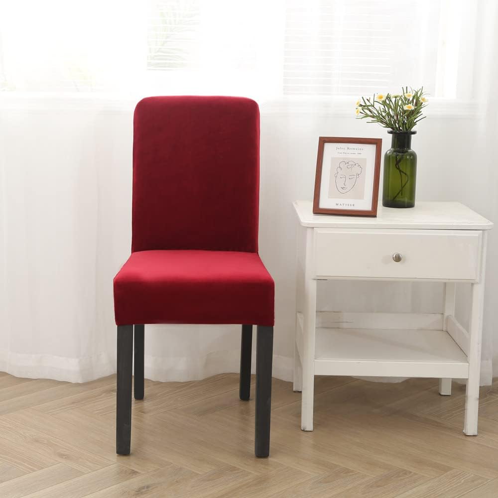 Stuhlhussen 4er Set Stuhlbezug Weihnachten Elastische Waschbar Spannbezug für Esszimmerstühle Schwin