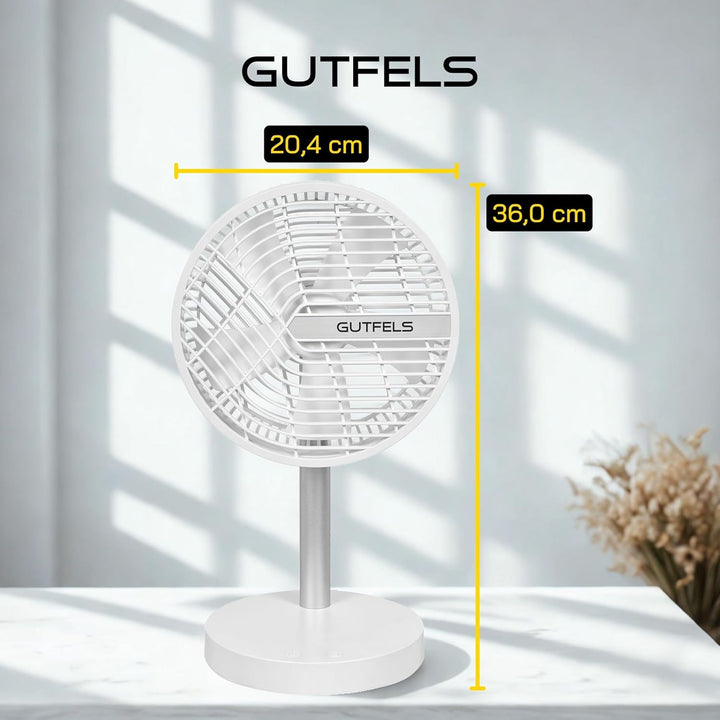 Gutfels Akku-Tisch-Ventilator VENTI 3020 R | Lithium Ionen Akku 4.000 mAh | Touchbedienung | 4 Gesch
