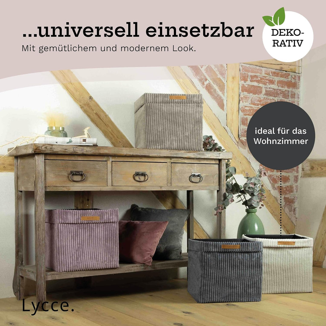 Lycce Kallax Box Cord, Faltbox + abnehmbarer Bezug | taupe Taupe 1 Stück, Taupe 1 Stück
