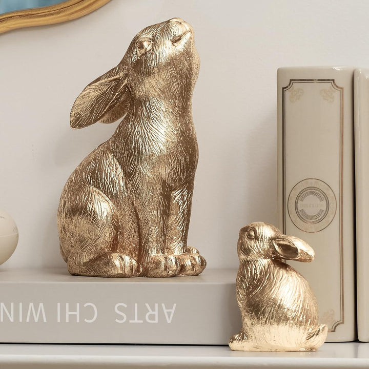 2 Stück Osterhasen Figuren Gold Home Decor Harz Kaninchen Statue Ostern Tisch Dekor Kaninchen Figure