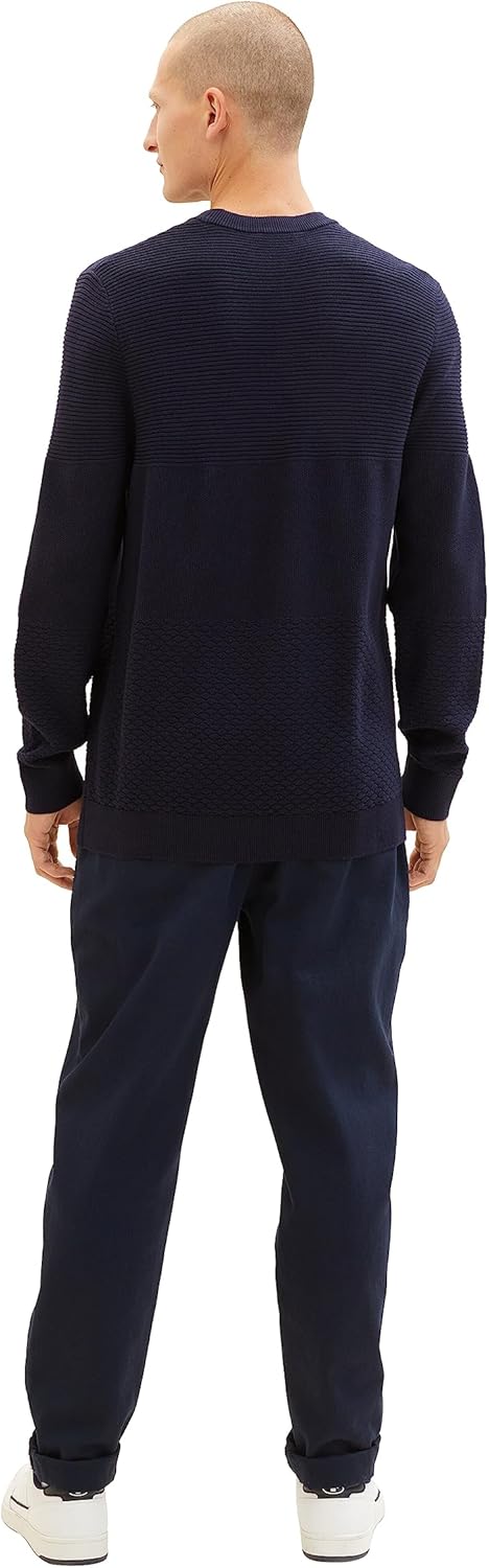 TOM TAILOR Herren Crewneck Strickpullover aus Baumwolle XL 10668 - Sky Captain Blue, XL 10668 - Sky