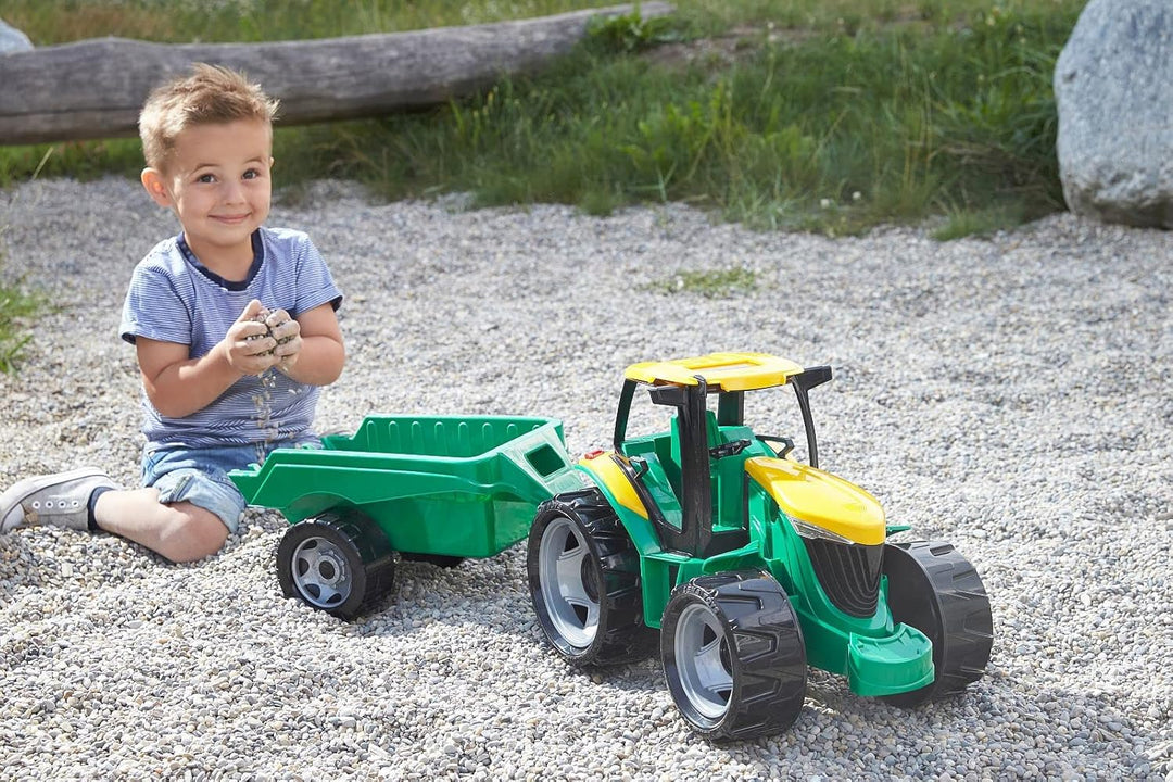 Lena 02122 - Giga Trucks Traktor und Anhänger grün, Starke Riesen Spielfahrzeug Set mit Trecker ca.