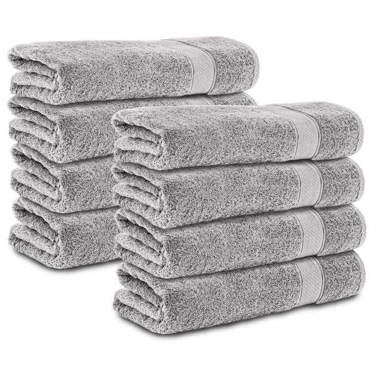 Komfortec 8er Handtücher 50x100 cm Set aus 100% Baumwolle, 470g/m², Frottee, Weich, Silber 8x Handtü