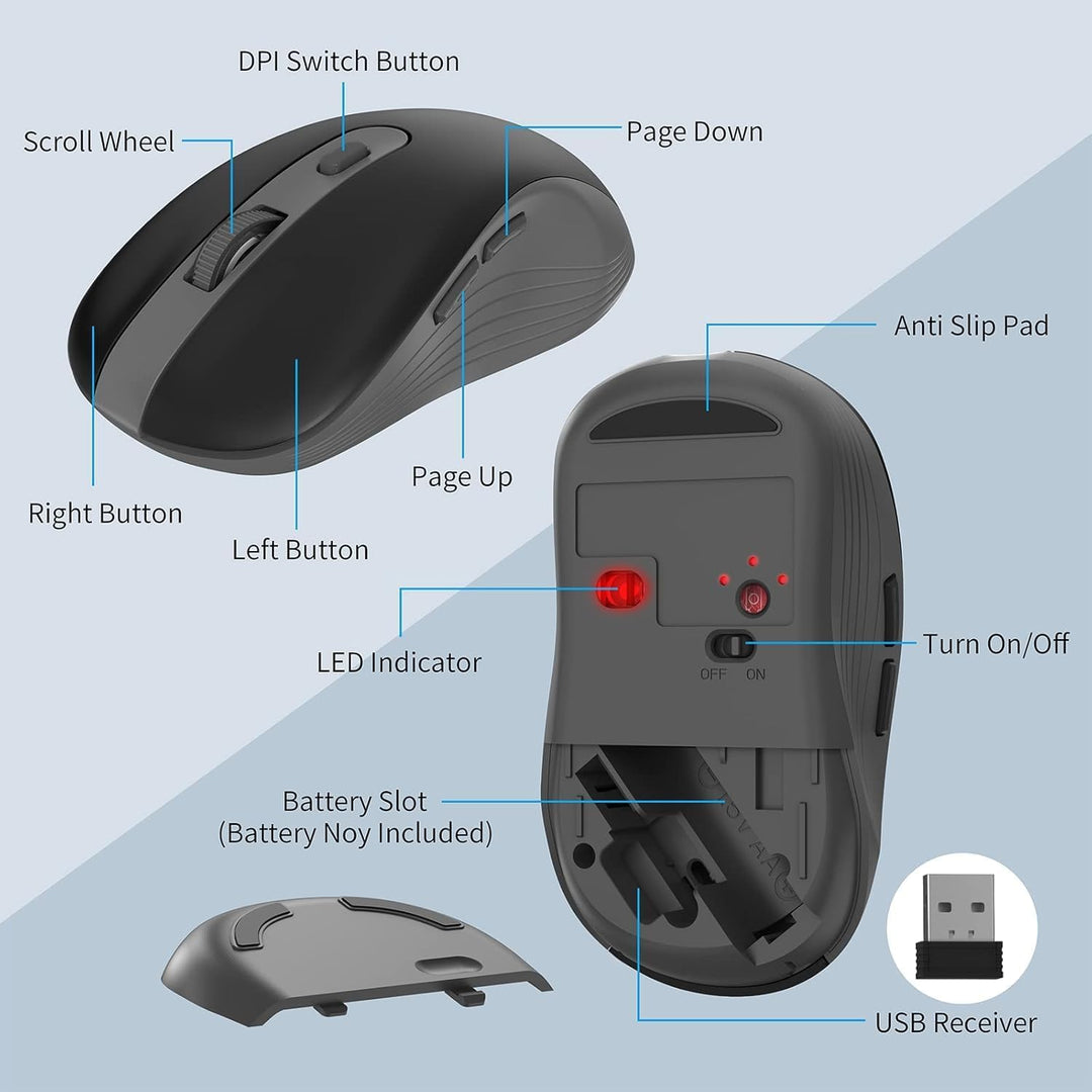MARVO Kabelloses Tastatur und Maus Set, 2.4G Wireless, Englisches QWERTY-Layout, Ergonomisch, mit Sm