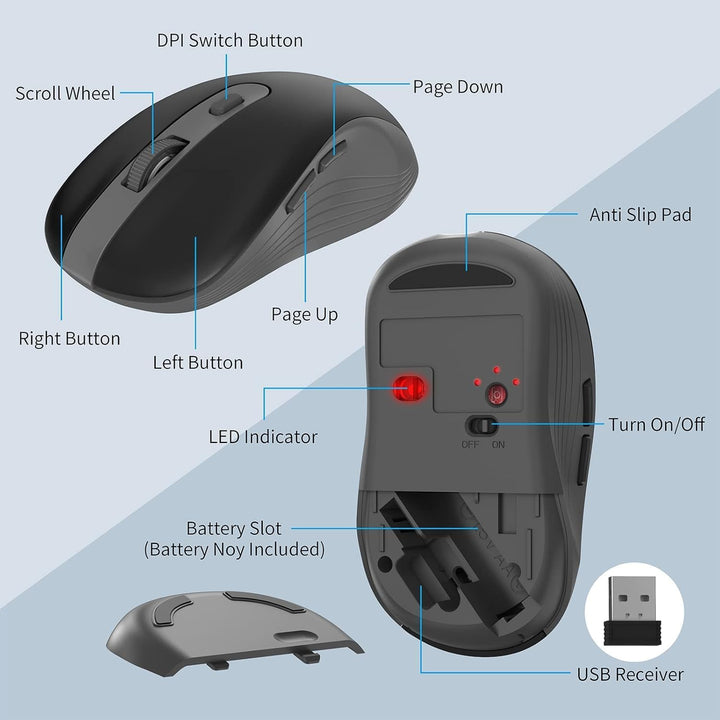 MARVO Kabelloses Tastatur und Maus Set, 2.4G Wireless, Englisches QWERTY-Layout, Ergonomisch, mit Sm