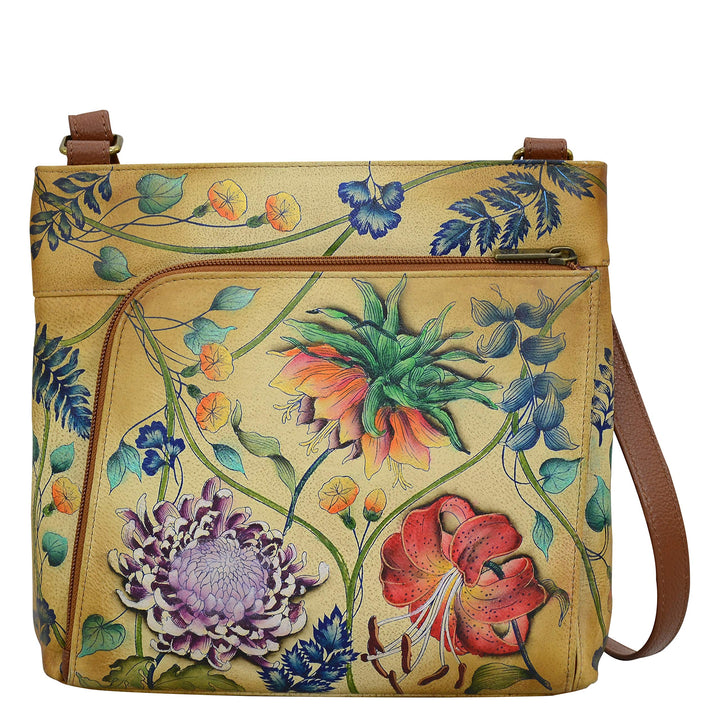 Anuschka Handbemalte Crossbody Tasche mit Organizerfach & RFID-Schutz Carribean Garden, Carribean Ga