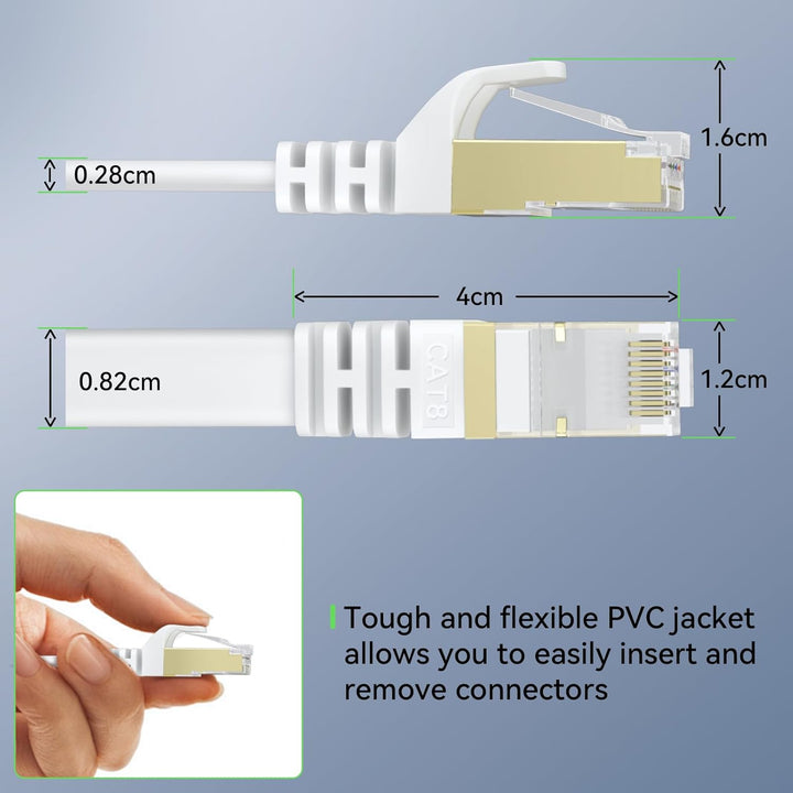 BUSOHE Cat 8 Ethernet-Kabel 20m, Hochgeschwindigkeits- Gigabit RJ45 LAN Netzwerkkabel, 40Gbps 2000Mh
