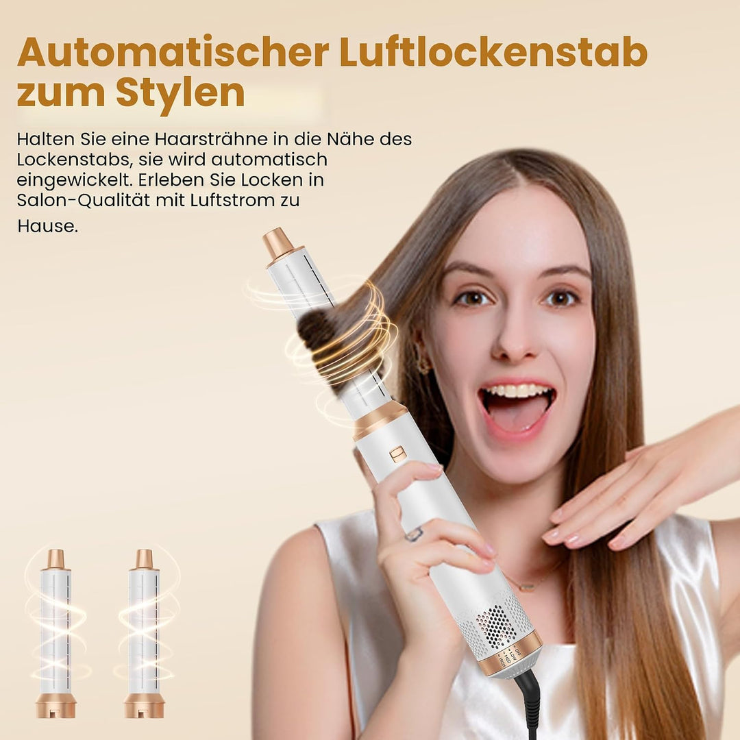 OKWRAP Hair Styler Set, Hairstyler 5 in 1, Haarstyler mit Automatischer Lockenstab, Föhn Ionen, Warm