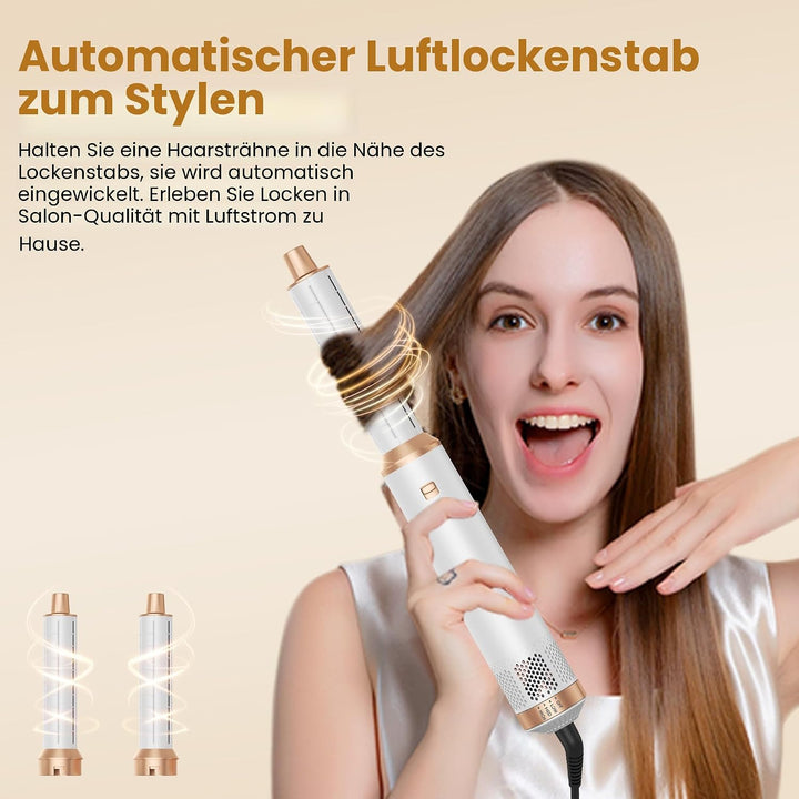 OKWRAP Hair Styler Set, Hairstyler 5 in 1, Haarstyler mit Automatischer Lockenstab, Föhn Ionen, Warm