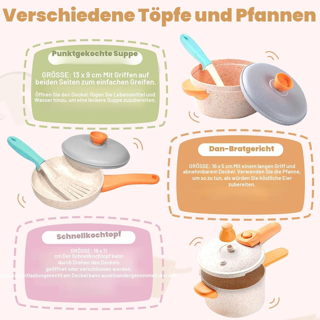 49 Stück Kinderküche Zubehör, Spielküche Zubehör, Puppenküche Zubehör, Matschküche Kinder Outdoor, K