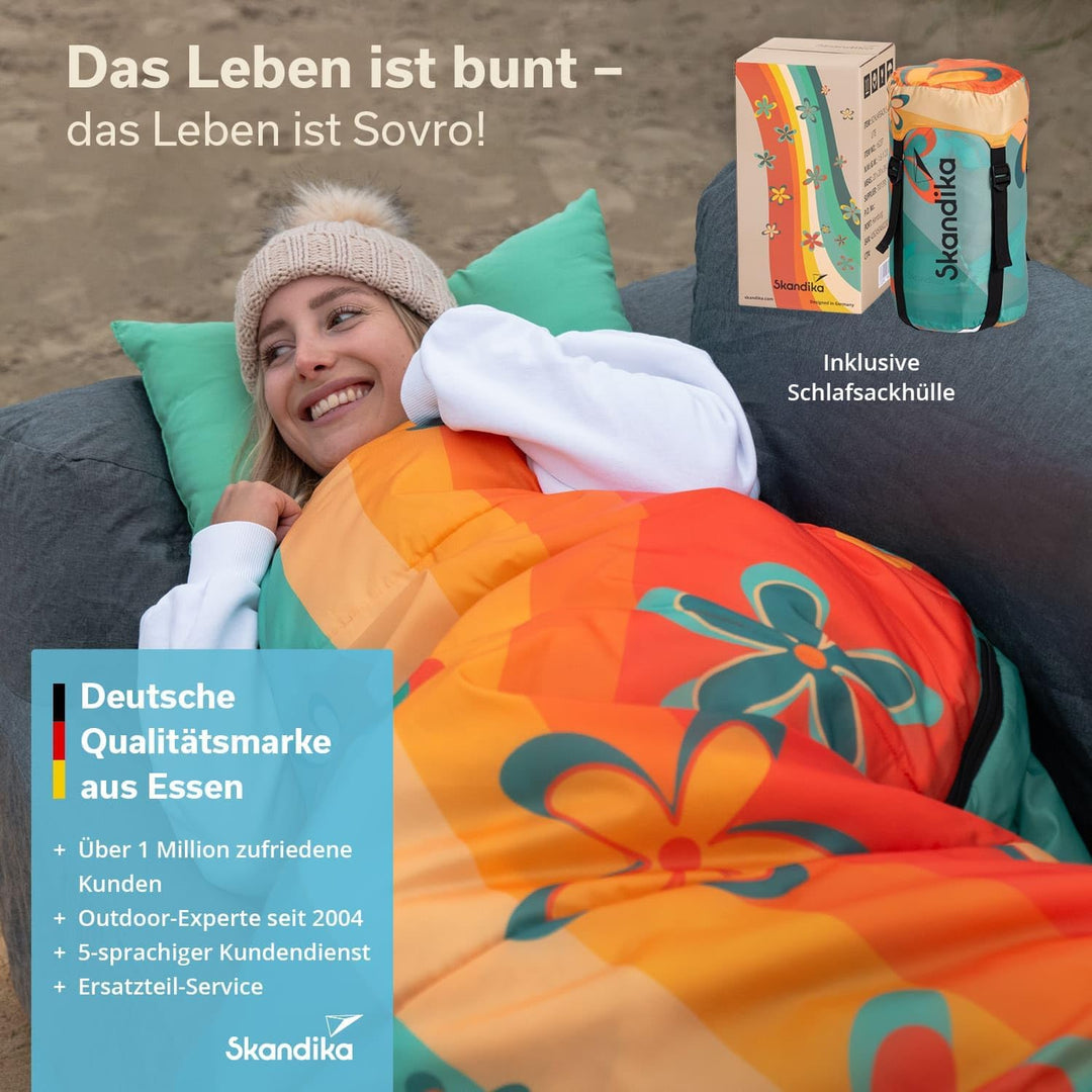 Skandika Deckenschlafsack Sovro | Schlafsack Outdoor für Erwachsene, 3 Jahreszeiten, als Doppelschla