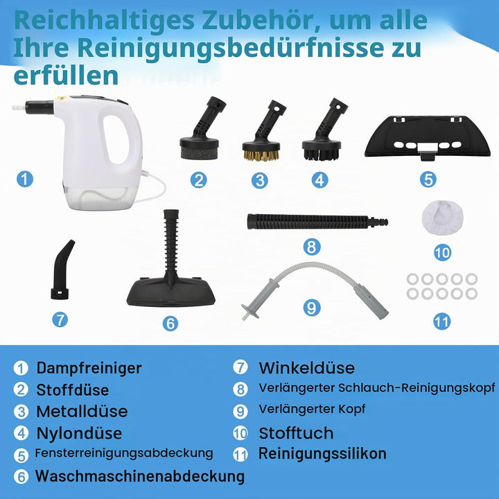 Dampfreiniger 1200W Dampfreiniger Handgerät, Mehrzweck Steam Cleaner Chemikalienfreier Handdampfrein