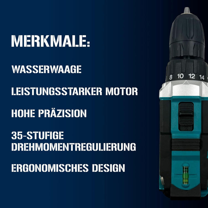 Girox - Akku Bohrschrauber 21V Blau - Akkuschrauber Set mit 2x 2,0Ah Li-Ion Akku und Ladegerät - 2 G