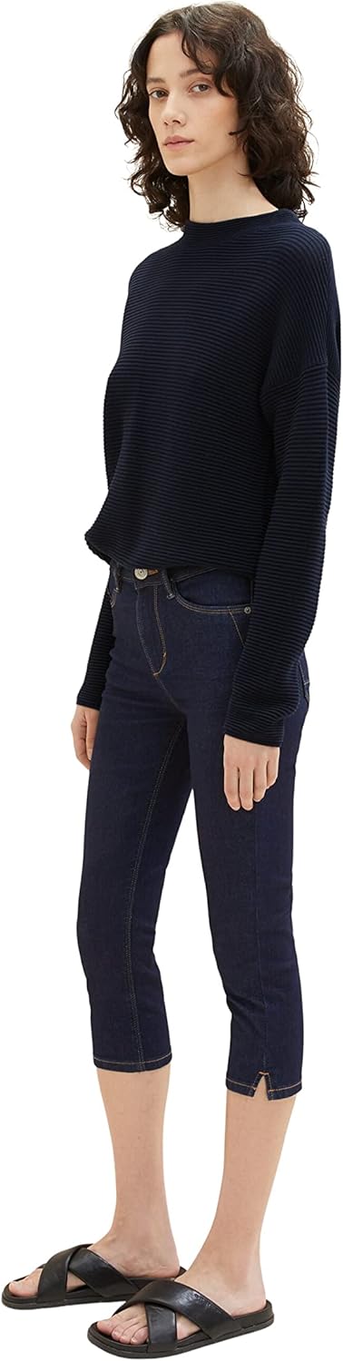 TOM TAILOR Damen Kate Capri Jeans, 10138 - Rinsed Blue Denim