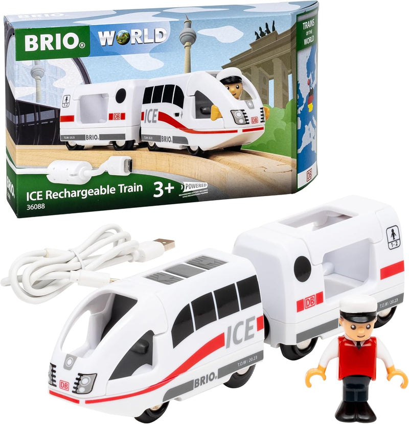 BRIO World 36088 - Trains of The World Ice Akkureisezug - Akku-betriebene Spielzeuglok für Kinder ab