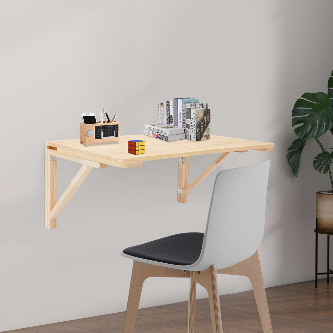Wandklapptisch,Wandmontierter Klapptisch aus Kiefernholz, faltbar &amp; platzsparend, Für Balkon, Büro,