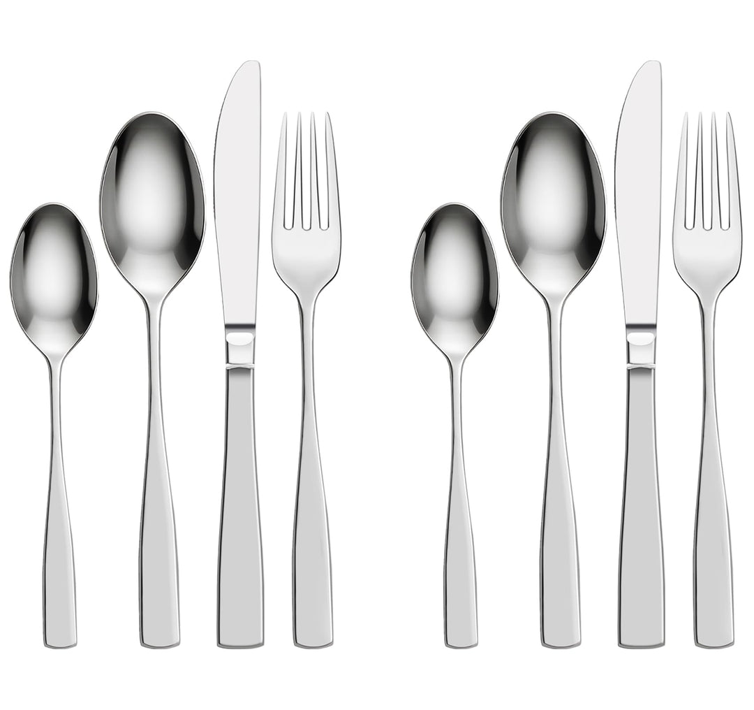 Besteck Set für 2 Person, 8er-Set Messer Gabel Löffel aus Edelstahl Spülmaschinenfestem für Küche, G