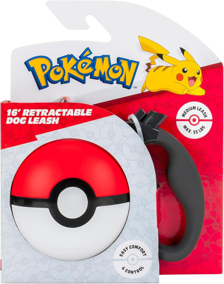 Pokémon Pokéball einziehbare Hundeleine - 5 m einziehbare Leine mit reflektierendem Muster, Feststel