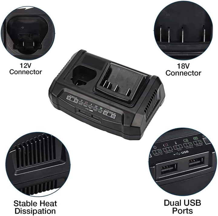 Dual Port Ladegerät für Bosch 10.8-18V Lithiumbatterien BAT411 BAT411A BAT412A BAT610G 2607336013 16
