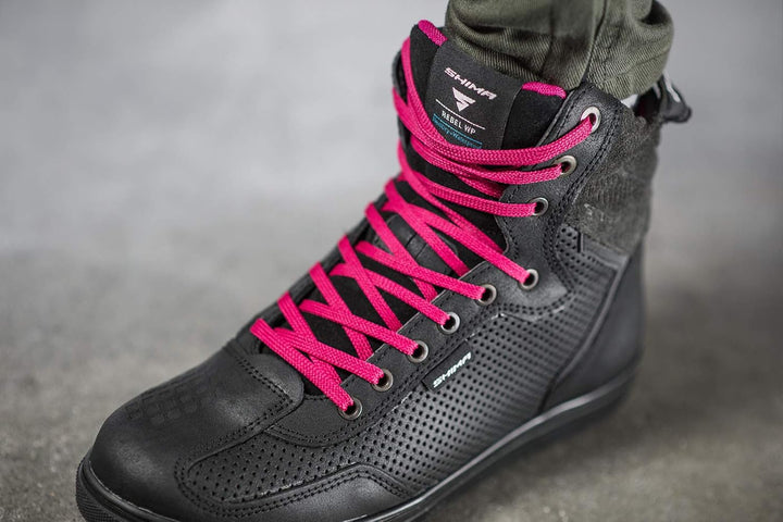 SHIMA Rebel Lady, Motorradschuhe Urban Damen Motorradstiefel Stadt Sneakers Fluo Schwarz Schwarz 36