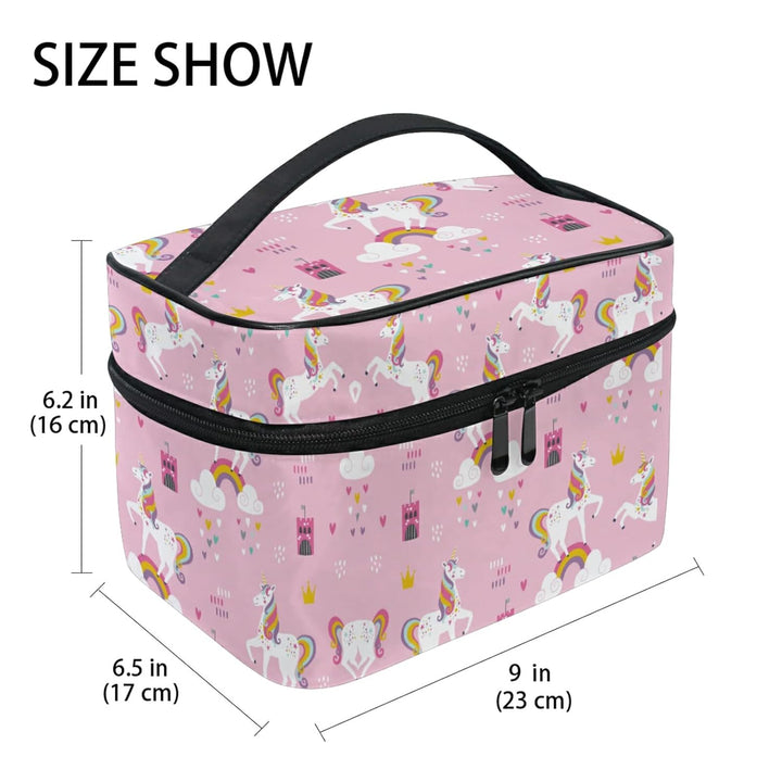 Mädchen Einhorn Regenbogen Rosa Makeup Tasche Organizer Kosmetikkoffer Kosmetiktasche Kulturbeutel G