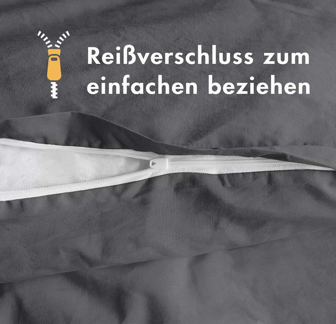 Sleeptime 100% Baumwolle Bettwäsche 155cm x 220cm 4teilig Anthrazit - weich & bügelfrei Bettbezüge m