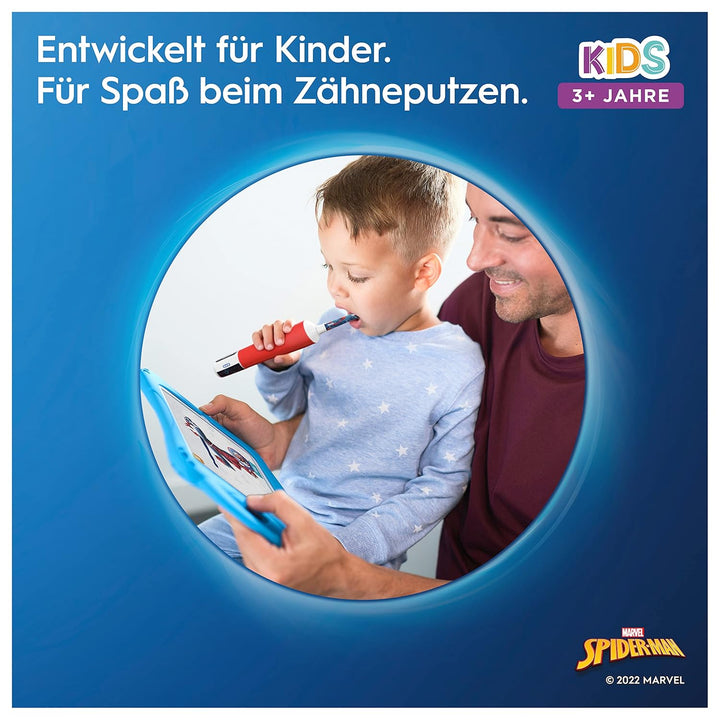 Oral-B Kids Spiderman Elektrische Zahnbürste für Kinder ab 3 Jahren, extra weiche Borsten, 2 Putzmod