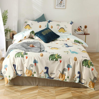 DASIAUTOEM Kinderbettwäsche, 100x135 Baby Bettwäsche Komplettset, Dinosaurier Bettwäsche,100% Polyes