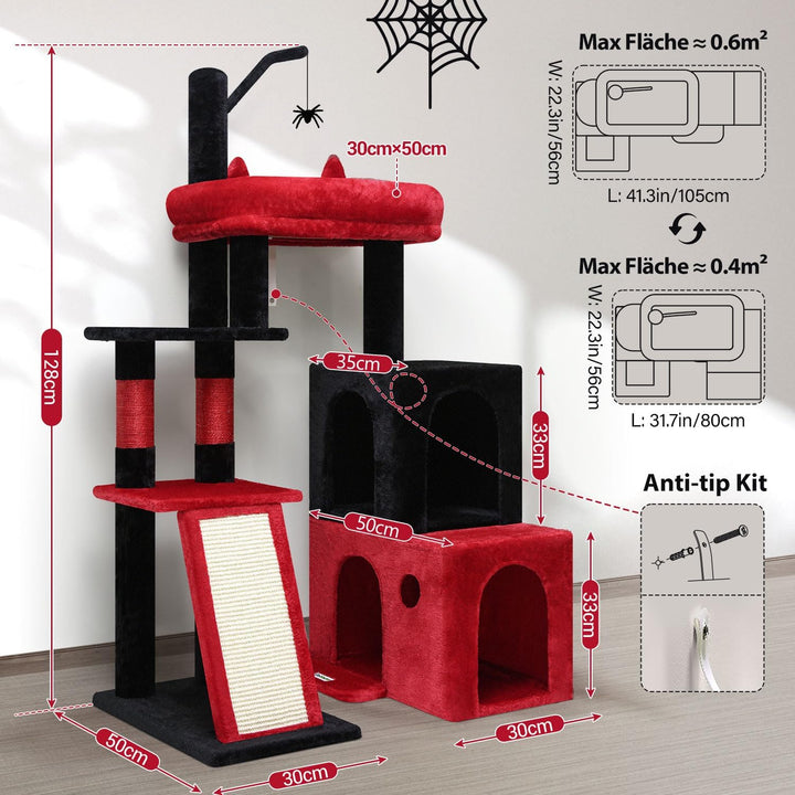 Globlazer F50 Kratzbaum mit Katzenhaus L:50cm Sisalrampe für Katzen Senior | Katzenbaum Stabil für E