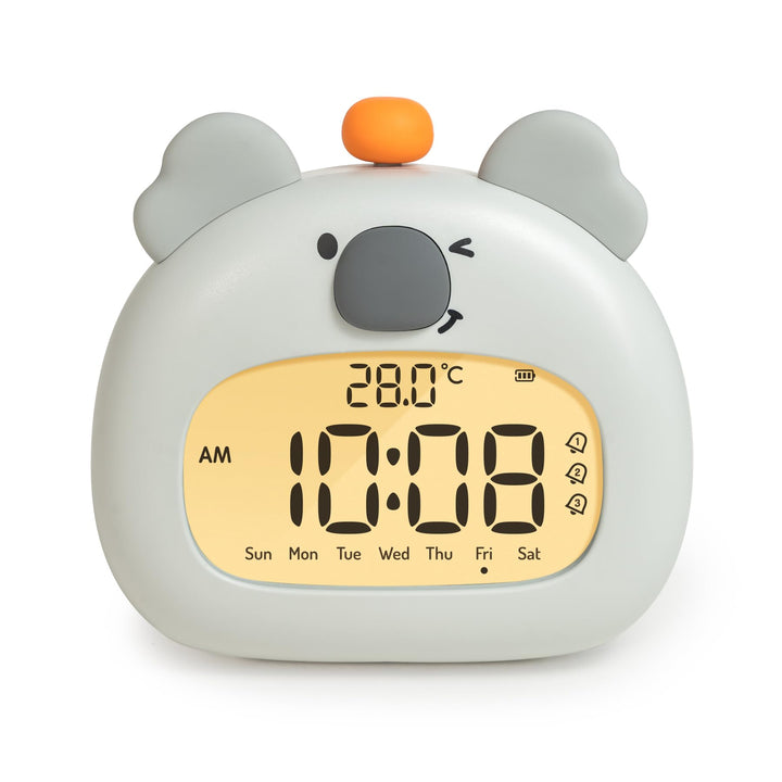 IHALO Koala Kinderwecker, Nachttischwecker mit Koala Nachtlicht, digitales LED-Display, 3,15 Zoll, D
