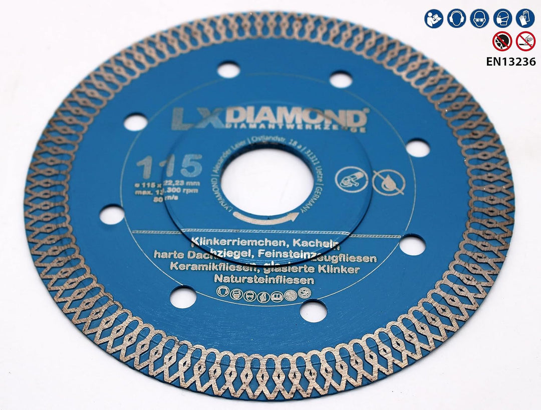 LXDIAMOND Diamant-Trennscheibe 115mm x 22,23mm Premium extra dünn 1,2mm Diamantscheibe für Fliesen F
