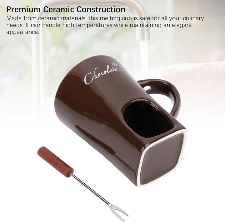 Agatige Keramikschokoladenschmelzmolkerte, Mini Fondue Coffee Coffee Tasse Fondue Pot Set mit Gabel