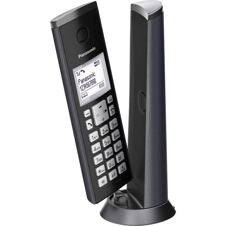 Panasonic KX-TGK220GM Design-Telefon mit Anrufbeantworter (Wecker, Haustelefon (schnurlos), HD-Telef