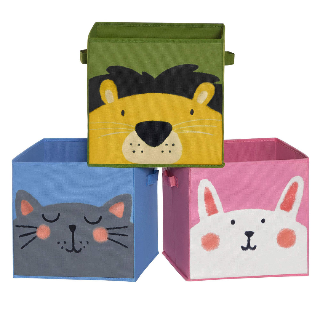 SONGMICS Aufbewahrungsbox, 3er Set, Faltboxen, Stoffboxen je mit 2 Griffen,Spielzeug-Organizer, 30 x