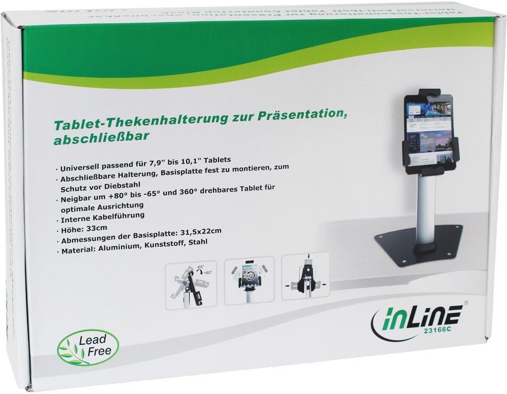 InLine 23166C Tablet-Thekenhalterung zur Präsentation, abschliessbar, universell für 7,9"-10,1" Tabl