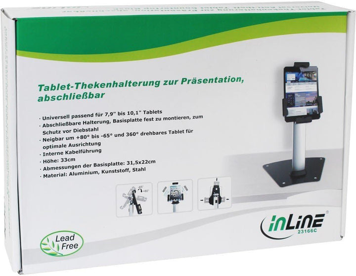 InLine 23166C Tablet-Thekenhalterung zur Präsentation, abschliessbar, universell für 7,9"-10,1" Tabl