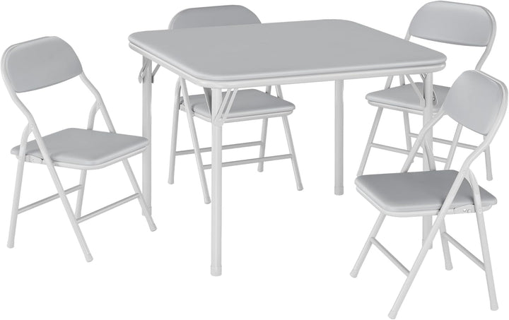 Kinder-Klapptisch-Set mit 4 weich gepolsterten Stühlen, Metallgestell, ideal für Studium, Aktivität,
