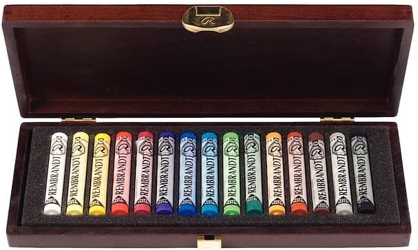 Rembrandt Professionelles Weiche Pastelle Set im luxuriösen Holzkasten | Allgemeine Farbauswahl | 15