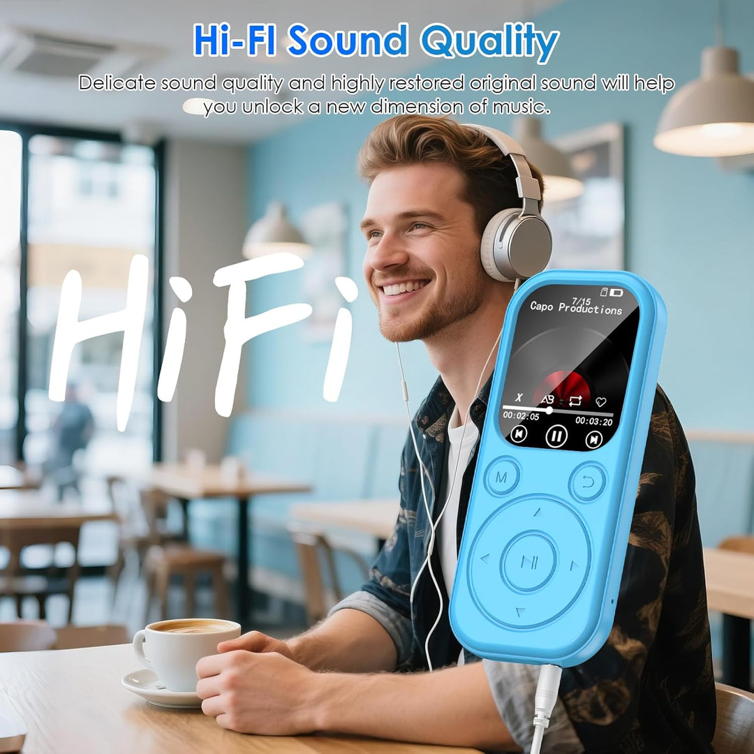 64GB MP3 Player Bluetooth 2,01 Zoll Tragbare MP3-Player mit Ultra-HD-Bildschirm 300mAh Akku HiFi Sou