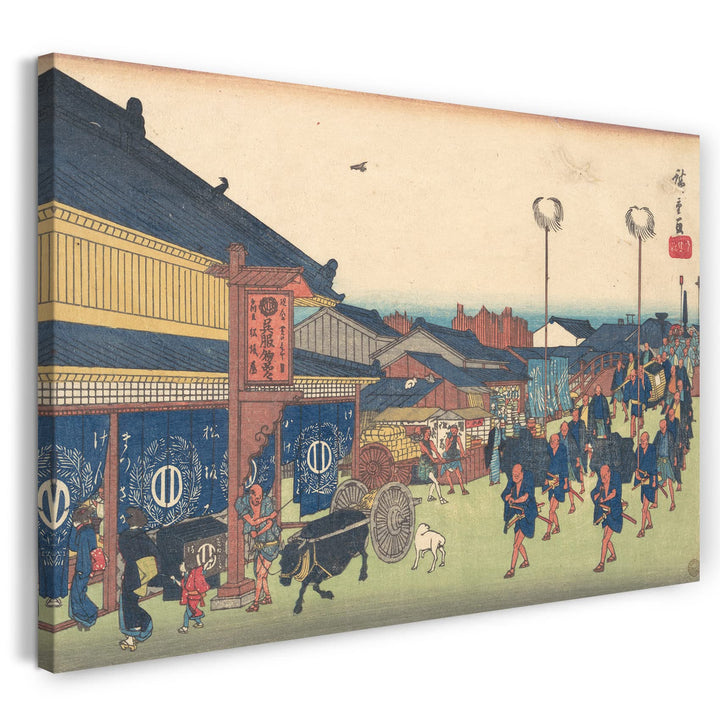 Printed Paintings Leinwand (80x60cm): Utagawa Hiroshige - Shimbashi no Zu 80x60 cm, 80x60 cm