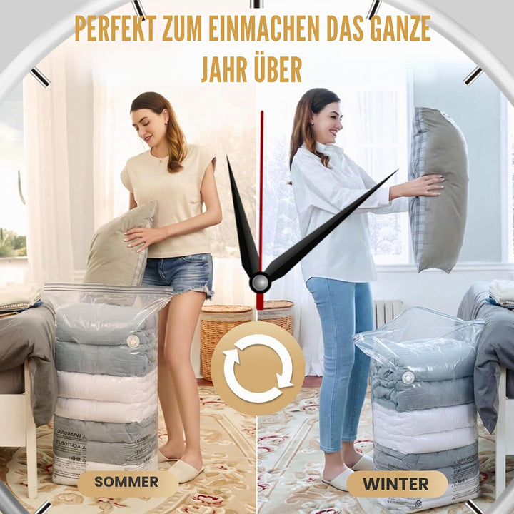 TAILI Würfel Vakuumbeutel für Kleidung, Transparent Jumbo 8 Pack (80x100x38cm), Platz sparen Vakkums